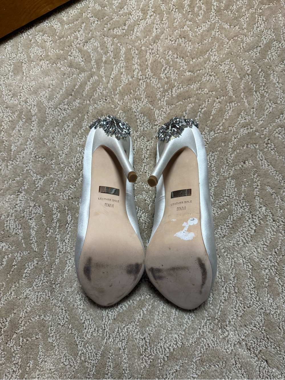 Badgley Mischka White Crystal Embellished Stiletto Heels - Picture 5 of 5